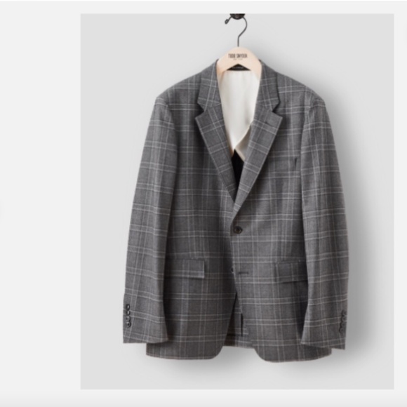 Todd Snyder Gray Sutton Two Button Glencheck Plaid Wool Suit Blazer Jacket 46R - Picture 1 of 6